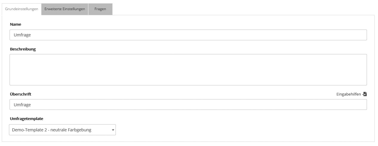 Umfrage Grundeinstellungen Umfrage Grundeinstellungen